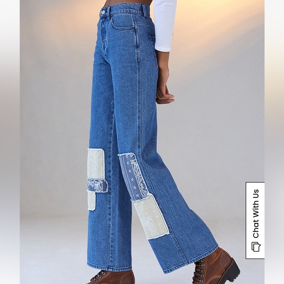 PacSun Eco Bandana Patch High Waisted Baggy Jeans size 27 - Picture 5 of 6